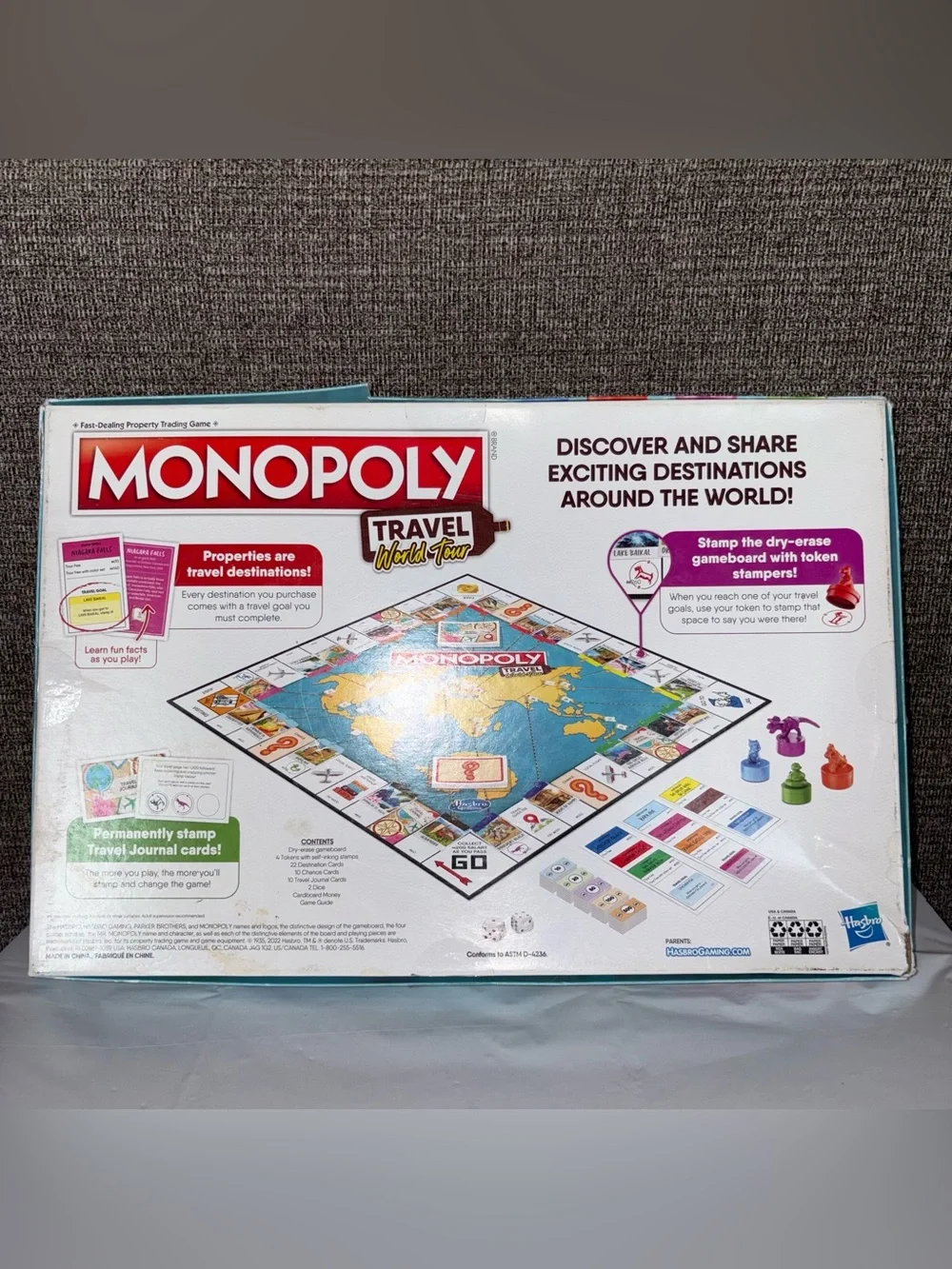 Monopoly Travel World Tour Board Game 2022 Family Game Night 2-4 Players